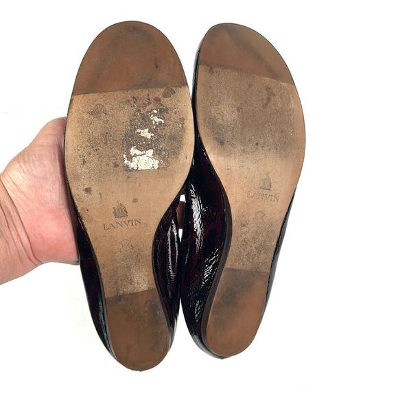 LANVIN Deep Burgundy Patent Leather Ballet Flats 38,5 US 7,5 - Picture 9 of 10